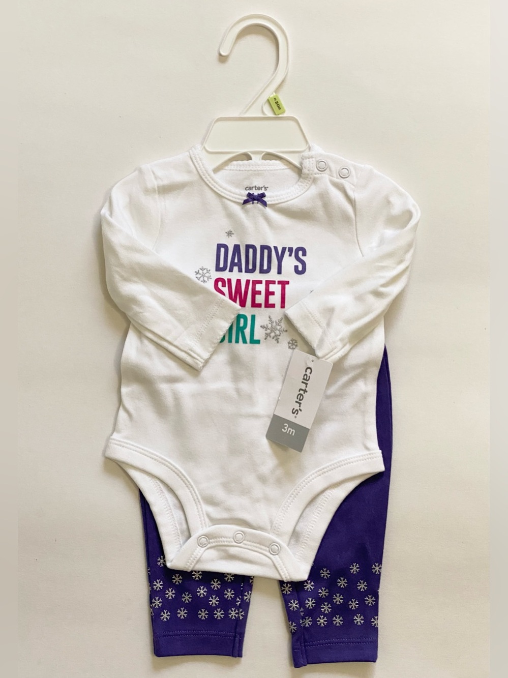 Carter's White Baby Bodysuit with Silver Snowflake Accents